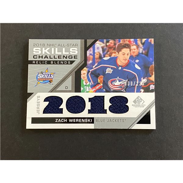 ZACH WERENSKI COLUMBUS BLUE JACKETS QUAD JERSEY CARD #030 OF 125 MADE!