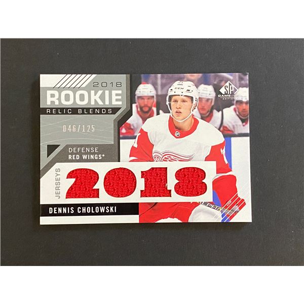 DENNIS CHOLOWSKI DEROIT RED WINGS QUAD JERSEY CARD #046 OF 125 MADE!
