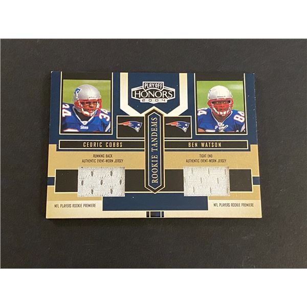 BEN WATSON & CEDRIC COBBS NEW ENGLAND PATRIOTS DUAL WORN JERSEY CARD