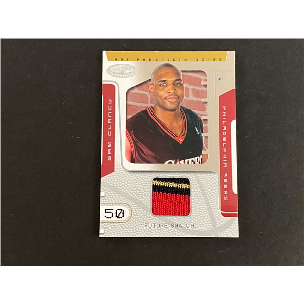 SAM CLANCY PHILADELPHIA 76ERS PATCH CARD #117 OF 500 MADE