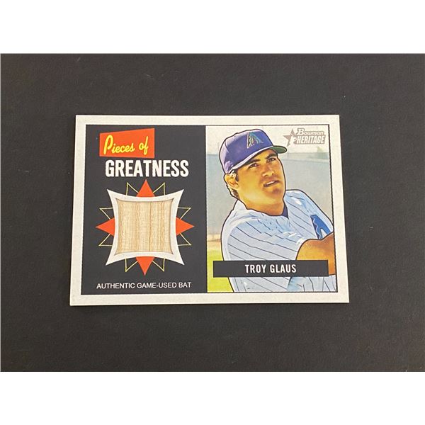 TROY GLAUS ARIZONA DIAMONSBACKS GAME USED BAT CARD