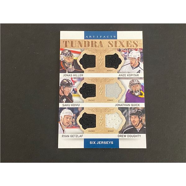 ANZE KOPITAR/JONATHAN QUICK/DREW DOUGHTY/SAKU KOIVU/JONAS HILLER/RYAN GETZLAF HEXADIC JERSEY CARD!