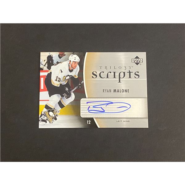 RYAN MALONE PITTSBURGH PENGUINS AUTOGRAPH CARD