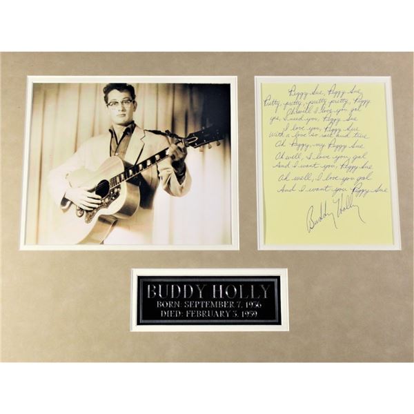 Signed and Framed Buddy Holly Peggy Sue Lyrics