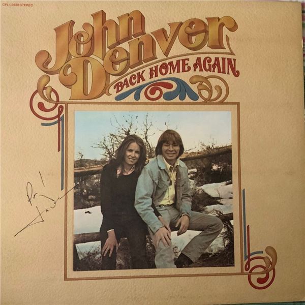 Signed John Denver Back Home Again Album Cover