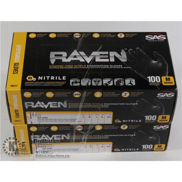 2 NEW BOXES OF MEDIUM RAVEN GLOVES