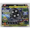 Image 1 : 4PK LED SOLAR POWERED INGROUND DISK LIGHTS BLK
