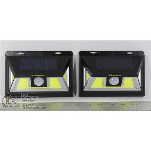 LOT OF 2 NEW SOLAR SECURITY LED LIGHTS, TWO HI