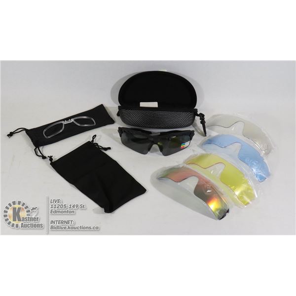 SPORTS SUNGLASSES WITH EXTRA LENSES AND