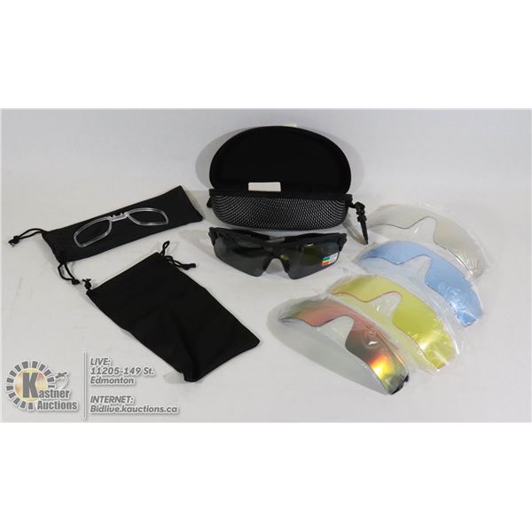 SPORTS SUNGLASSES WITH EXTRA LENSES AND
