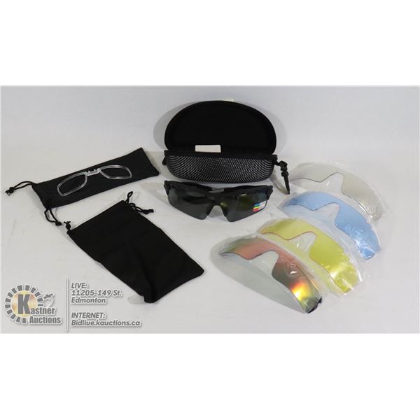 SPORTS SUNGLASSES WITH EXTRA LENSES AND