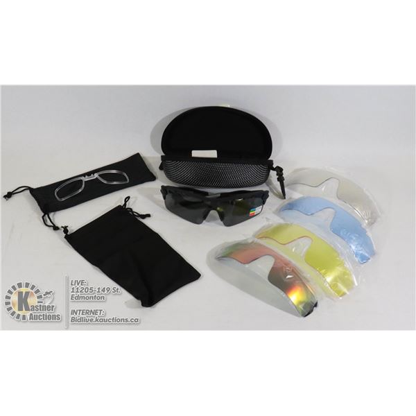 SPORTS SUNGLASSES WITH EXTRA LENSES AND