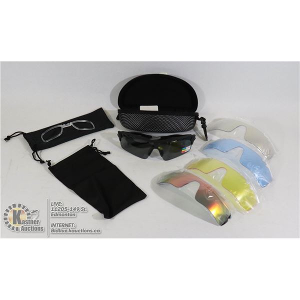 SPORTS SUNGLASSES WITH EXTRA LENSES AND