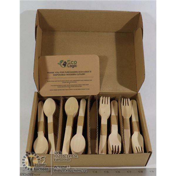 220PC ECO LOGIC DISPOSABLE WOODEN CUTLERY SET