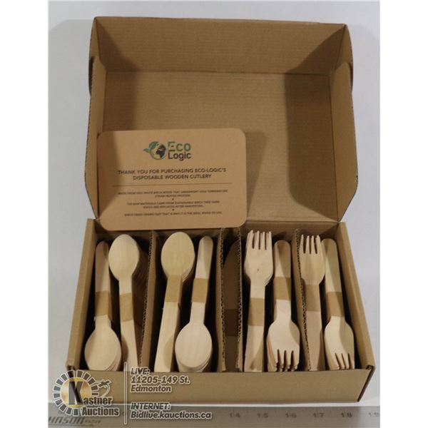 220PC ECO LOGIC DISPOSABLE WOODEN CUTLERY SET