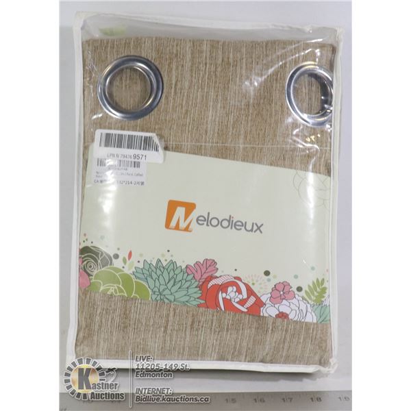MELODIEUX COFFEE COLOR 2 PANEL CURTAIN SET