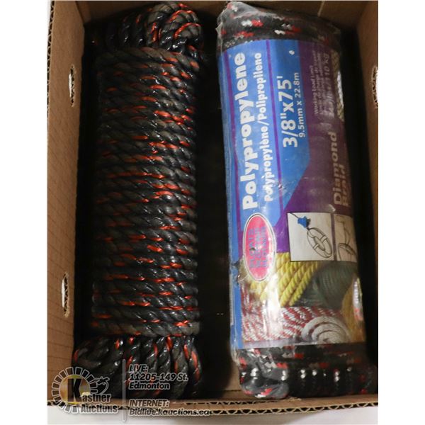 2 NEW ROLLS OF POLYPROPYLENE ROPE