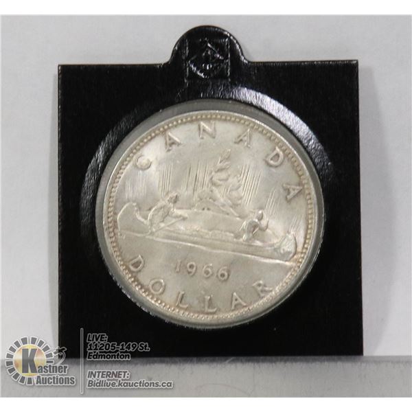 1966 LARGE BEADS CANADA SILVER DOLLAR COIN