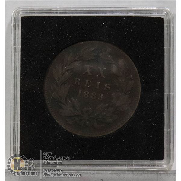 1883 PORTUGAL 20 REIS COPPER COIN