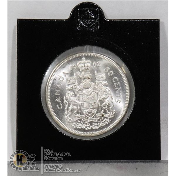 1962 BRILLIANT UNCIRCULATED SILVER 50 CENT