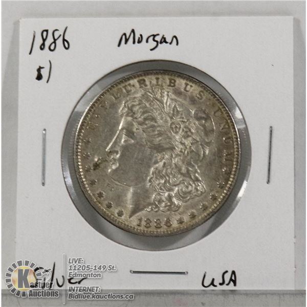 1886 SILVER USA MORGAN $1 DOLLAR COIN