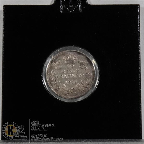 1913 CANADA SMALL LEAVES SILVER 10 CENT COIN