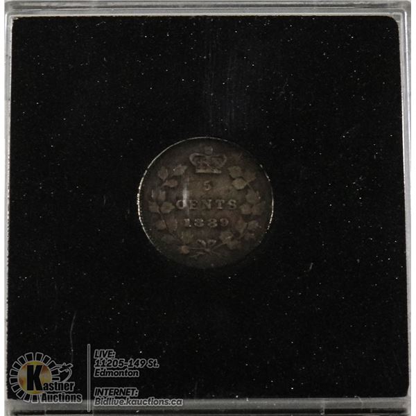 1889 SEMI-KEY DATE VICTORIAN CANADA 5 CENT