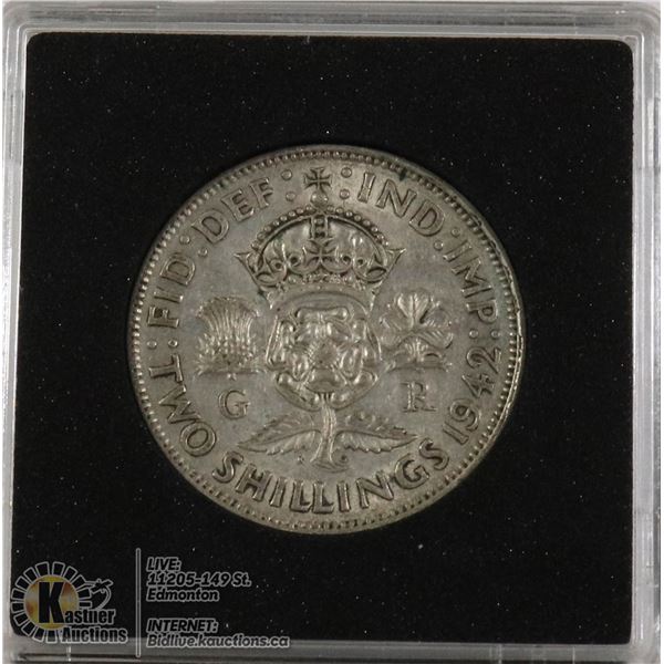 GREAT BRITAIN WW2 ISSUE SILVER 2 SHILLING