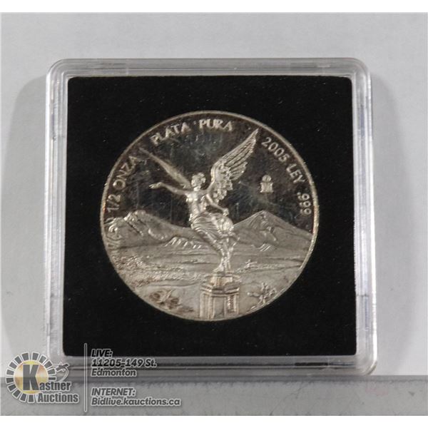 2005 MEXICO 1/2OZ LIBERTAD .999 SILVER COIN