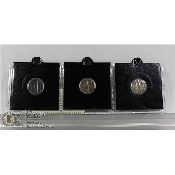 3- EDWARDIAN CANADA SILVER 5 CENT "FISH SCALES"