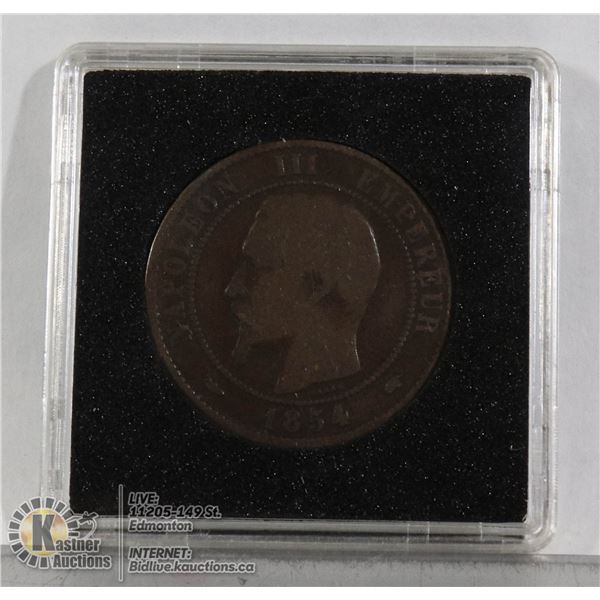 FRANCE, NAPOLEON III 1854 10 CENTIME COIN