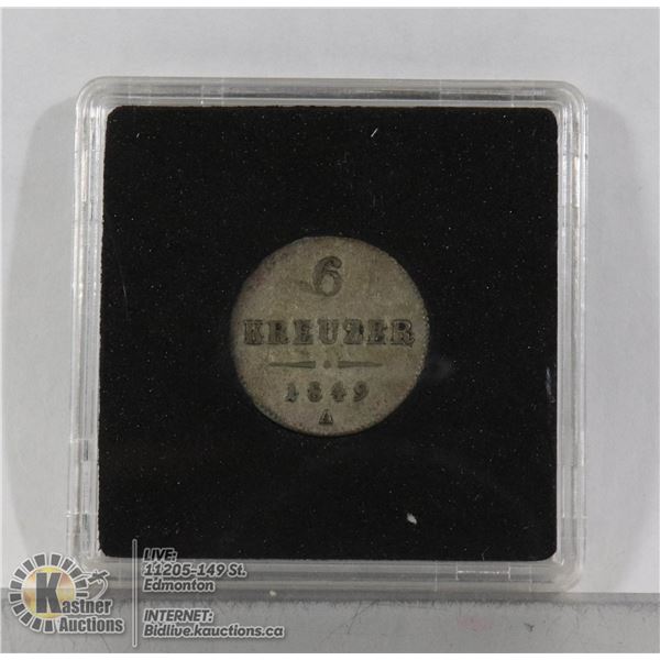 SUPERB 1849 AUSTRIA SILVER 6 KREUSER COIN