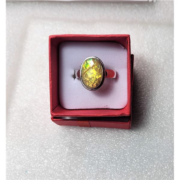 29)  YELLOW FIRE AUSTRALIAN OPAL SET IN 925