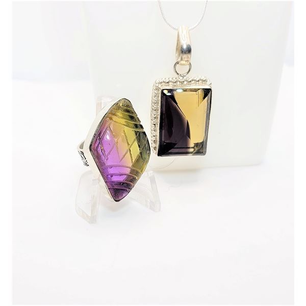 28)  SET OF AMETRINE YELLOW AND PURPLE
