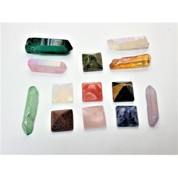 15)  LOT OF 13 HEALING STONES, INCLUDES