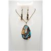 Image 1 : 26)  TURQUOISE AND COPPER BORNITE TEAR DROP