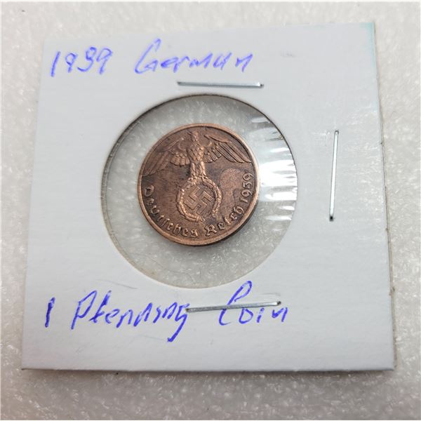2)  GERMAN 1939 1 PFENNING COIN