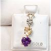 Image 1 : 10K YELLOW GOLD BLUE TOPA,CITRINE,AMETHYST PENDANT