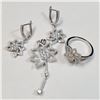 Image 1 : SILVER CUBIC ZIRCONIA EARRING,PENDENT,RING SET