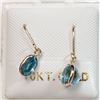Image 1 : 10K YELLOW GOLD RARE BLUE ZIRCON(1.7CT) EARRINGS