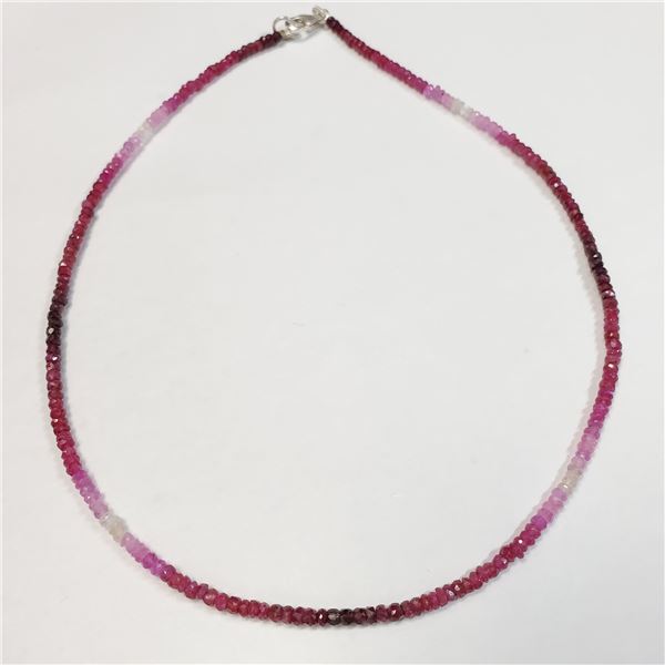 SILVER RUBY(25.74CT)  NECKLACE (~LENGTH 16"INCHES