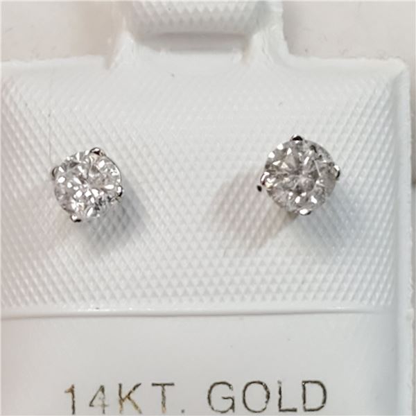 14K WHITE GOLD DIAMOND(0.48CT,I2-I3,G-H) EARRINGS
