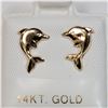 Image 1 : 14K YELLOW GOLD DOLPHIN SHAPED EARRINGS