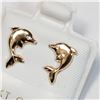 Image 2 : 14K YELLOW GOLD DOLPHIN SHAPED EARRINGS