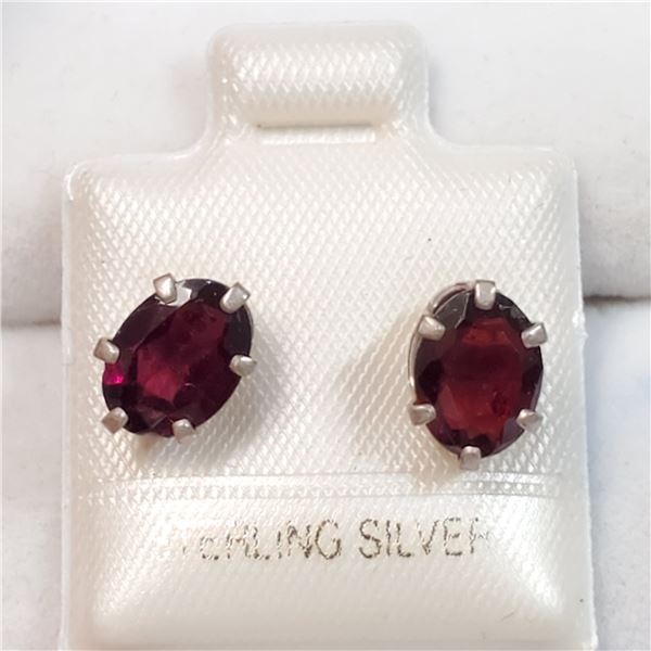 SILVER GARNET(2.8CT)  EARRINGS
