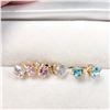 Image 1 : 9K YELLOW GOLD BLUE, PINK,PINK CZ 3 EARRINGS SET