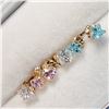 Image 2 : 9K YELLOW GOLD BLUE, PINK,PINK CZ 3 EARRINGS SET