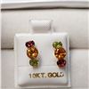 Image 1 : 10K YELLOW GOLD EMERALD,RUBY,CITRINE  EARRINGS
