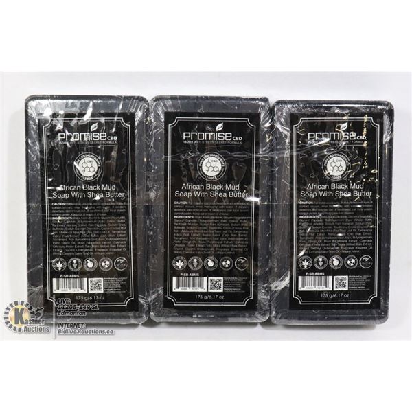 3 BARS OF PROMISE CBD AFRICAN BLACK MUD SOAP
