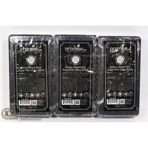 3 BARS OF PROMISE CBD AFRICAN BLACK MUD SOAP
